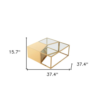 Clear & Gold Glass & Stainless Steel Bunching Coffee Tables