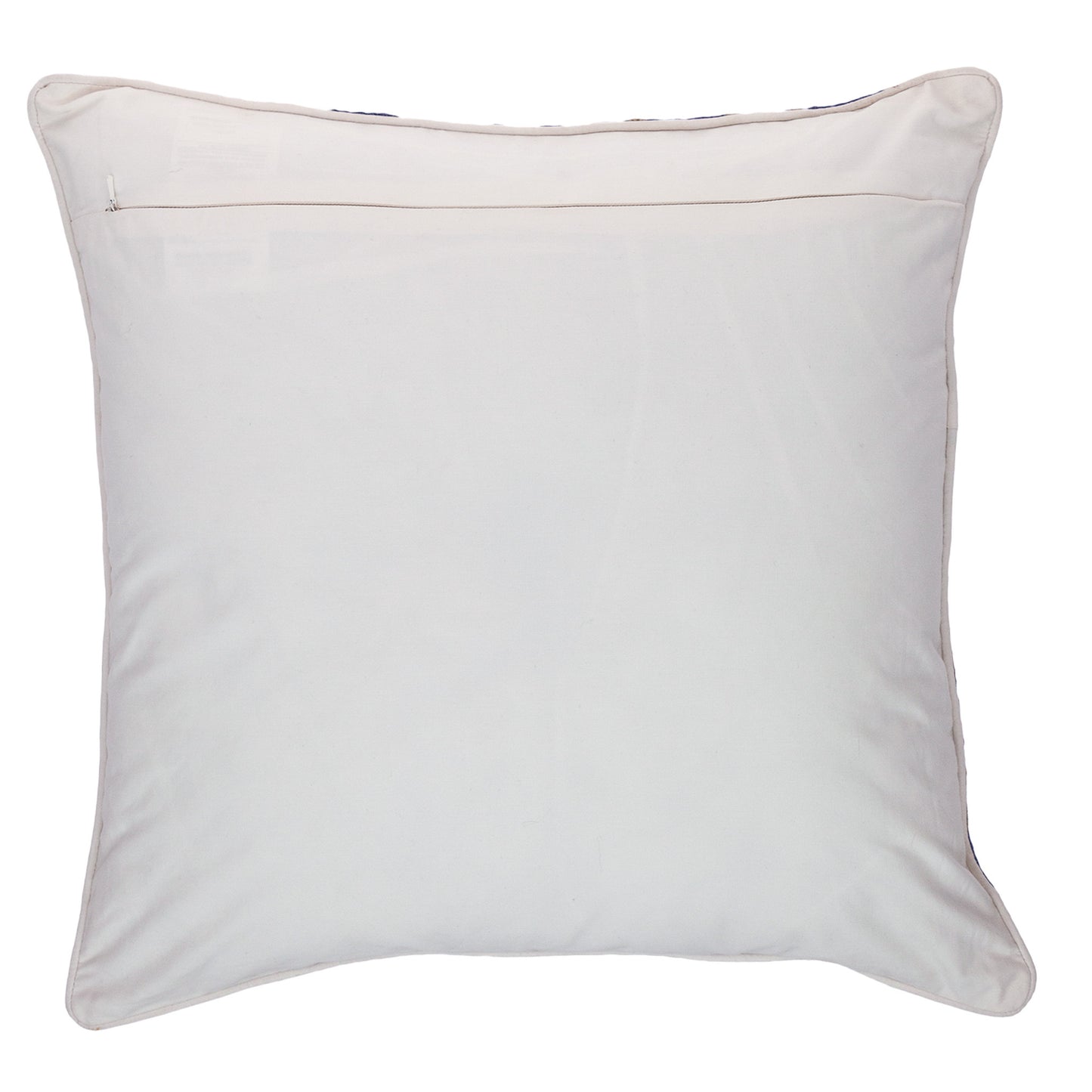 Blue & Brown Quatrefoil Wool Pillow w/ Embroidery