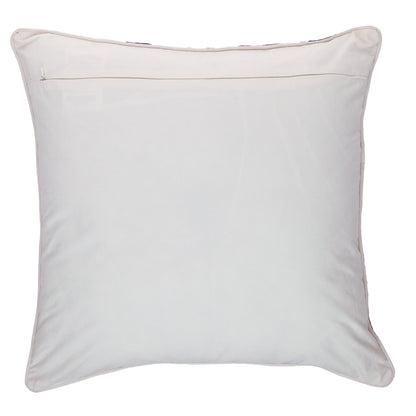 Blue & Brown Quatrefoil Wool Pillow w/ Embroidery