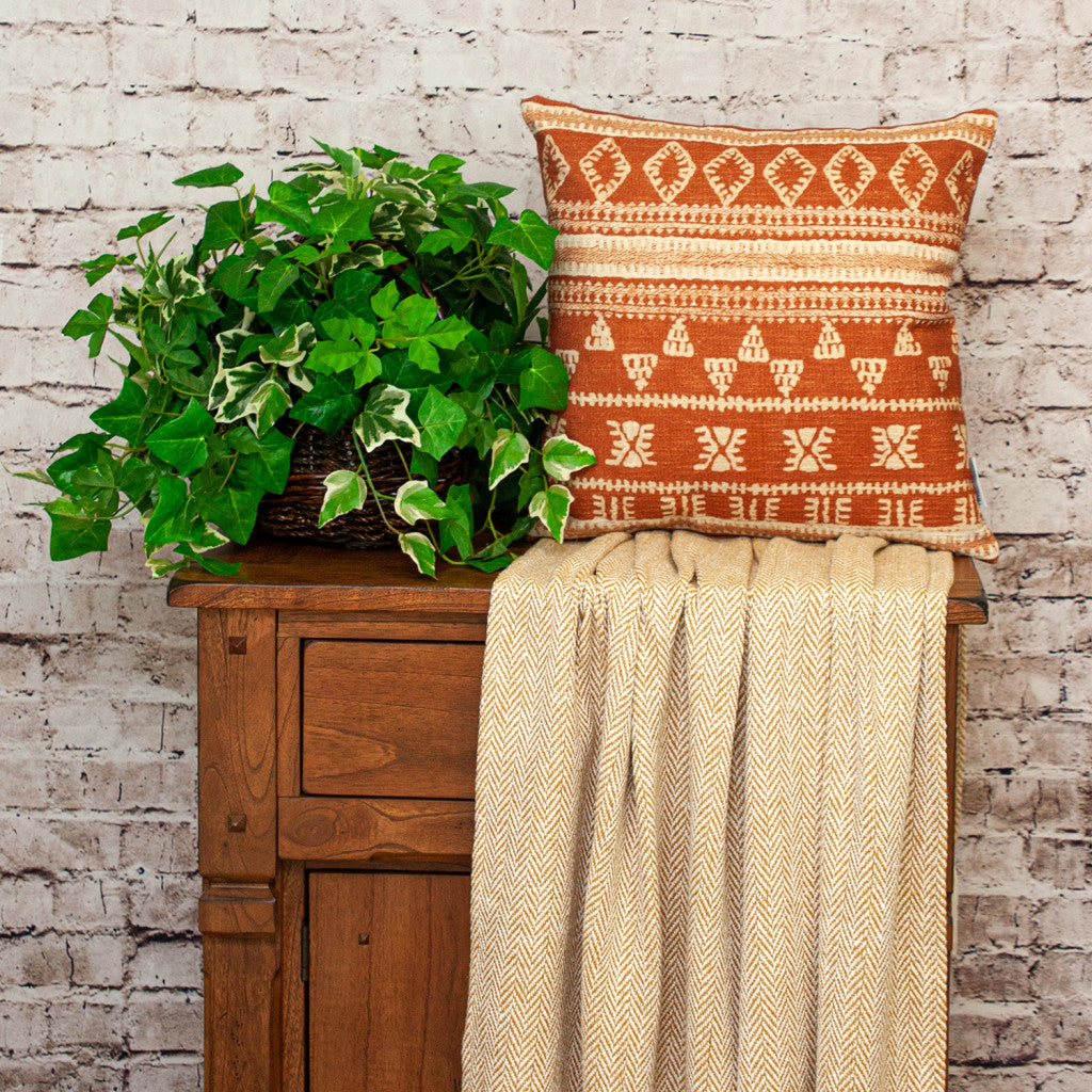 Orange & Ivory Southwestern Cotton Pillow