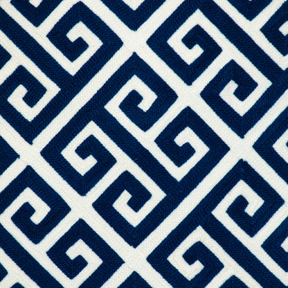 Blue Greek Key Cotton Pillow