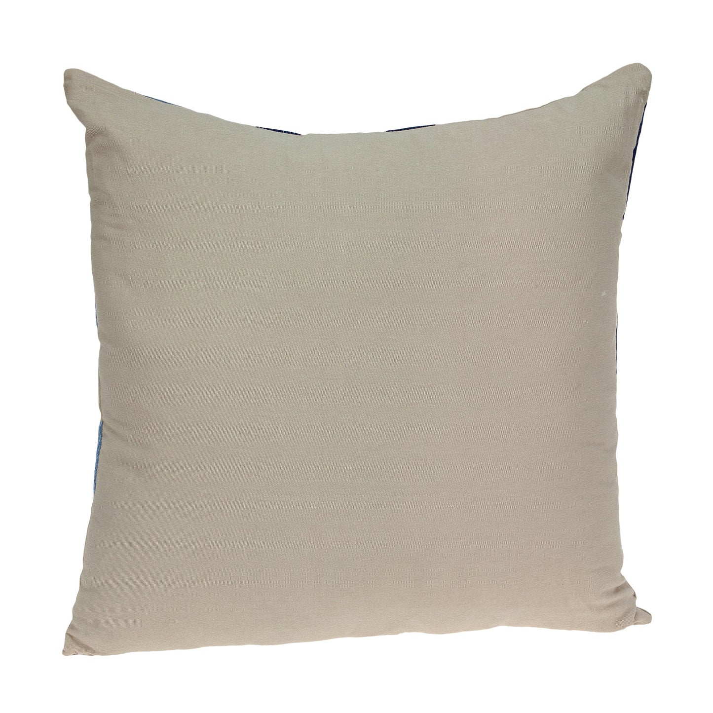 Blue & Beige Abstract Cotton Pillow w/ Embroidery