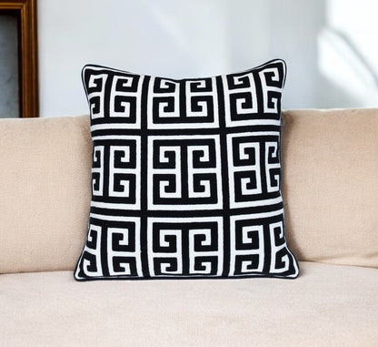 Black & White Interlocking Cotton Pillow
