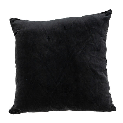 Black & Blue Zigzag Cotton Pillow w/ Embroidery
