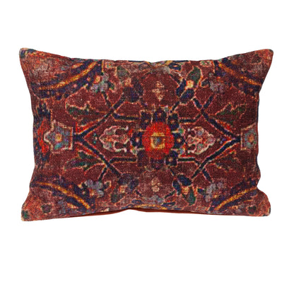 Blue & Red Damask Cotton Pillow