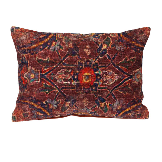 Blue & Red Damask Cotton Pillow