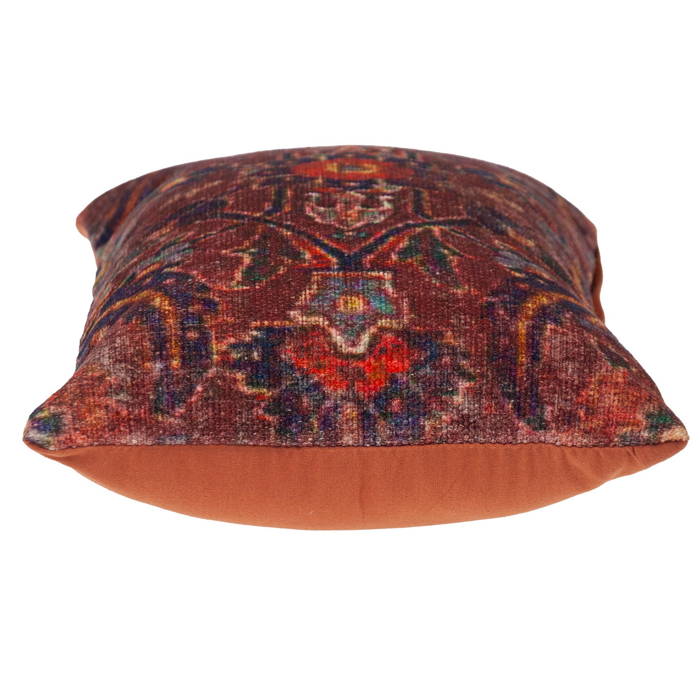 Blue & Red Damask Cotton Pillow