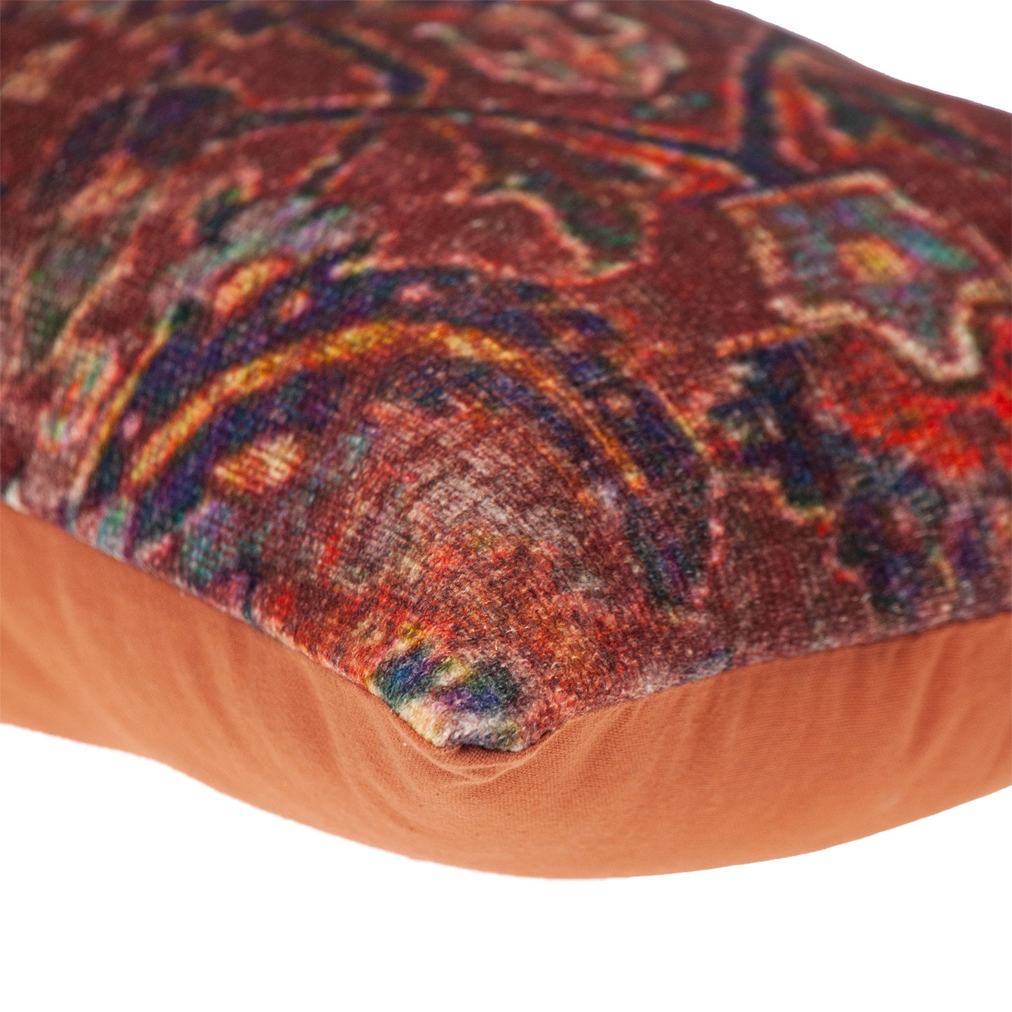 Blue & Red Damask Cotton Pillow