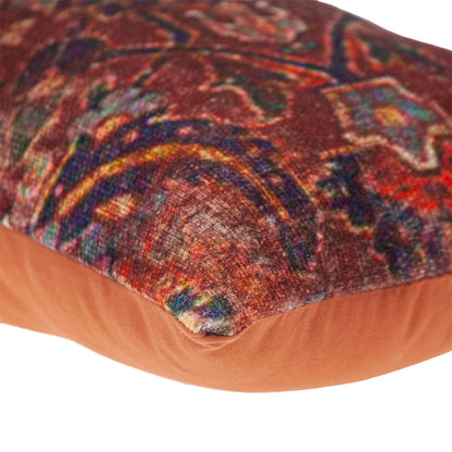 Blue & Red Damask Cotton Pillow