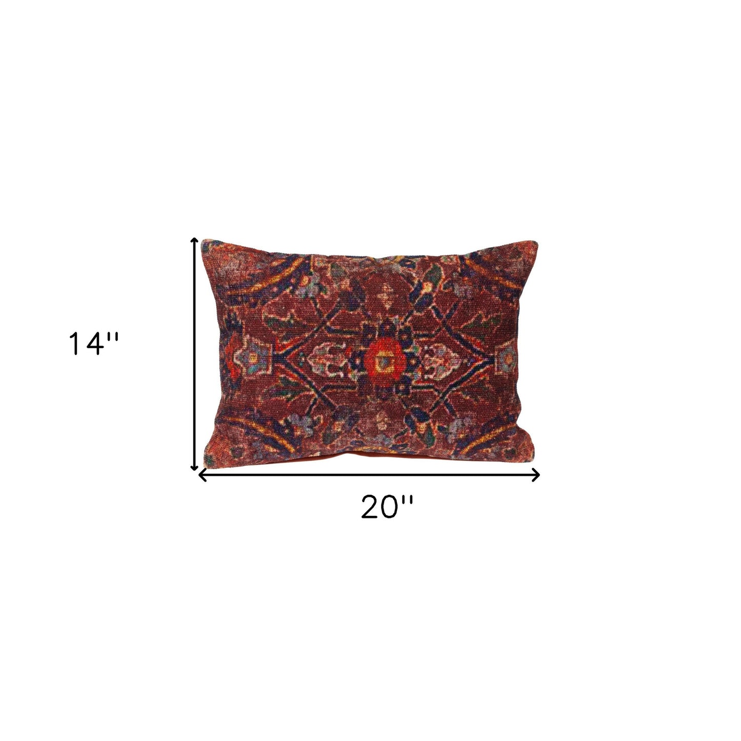 Blue & Red Damask Cotton Pillow