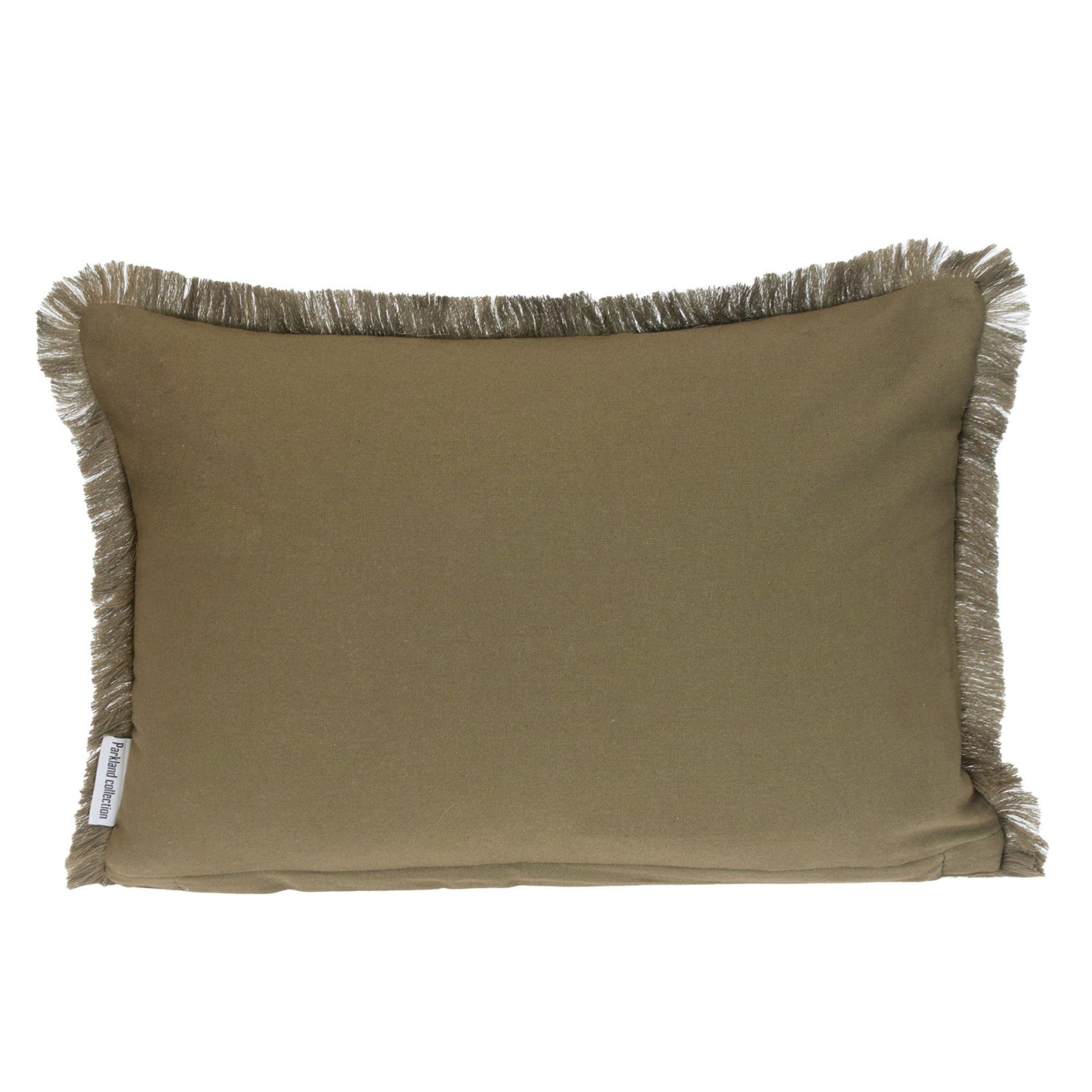 Green & White Striped Cotton Pillow w/ Fringe