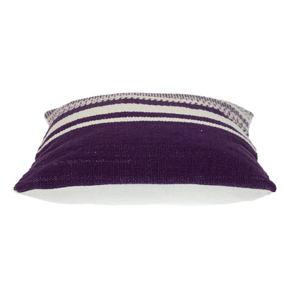 Purple & White Striped Cotton Pillow