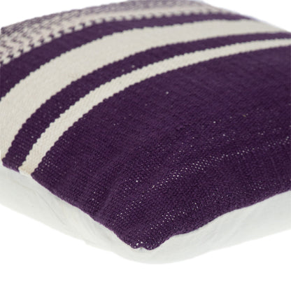 Purple & White Striped Cotton Pillow