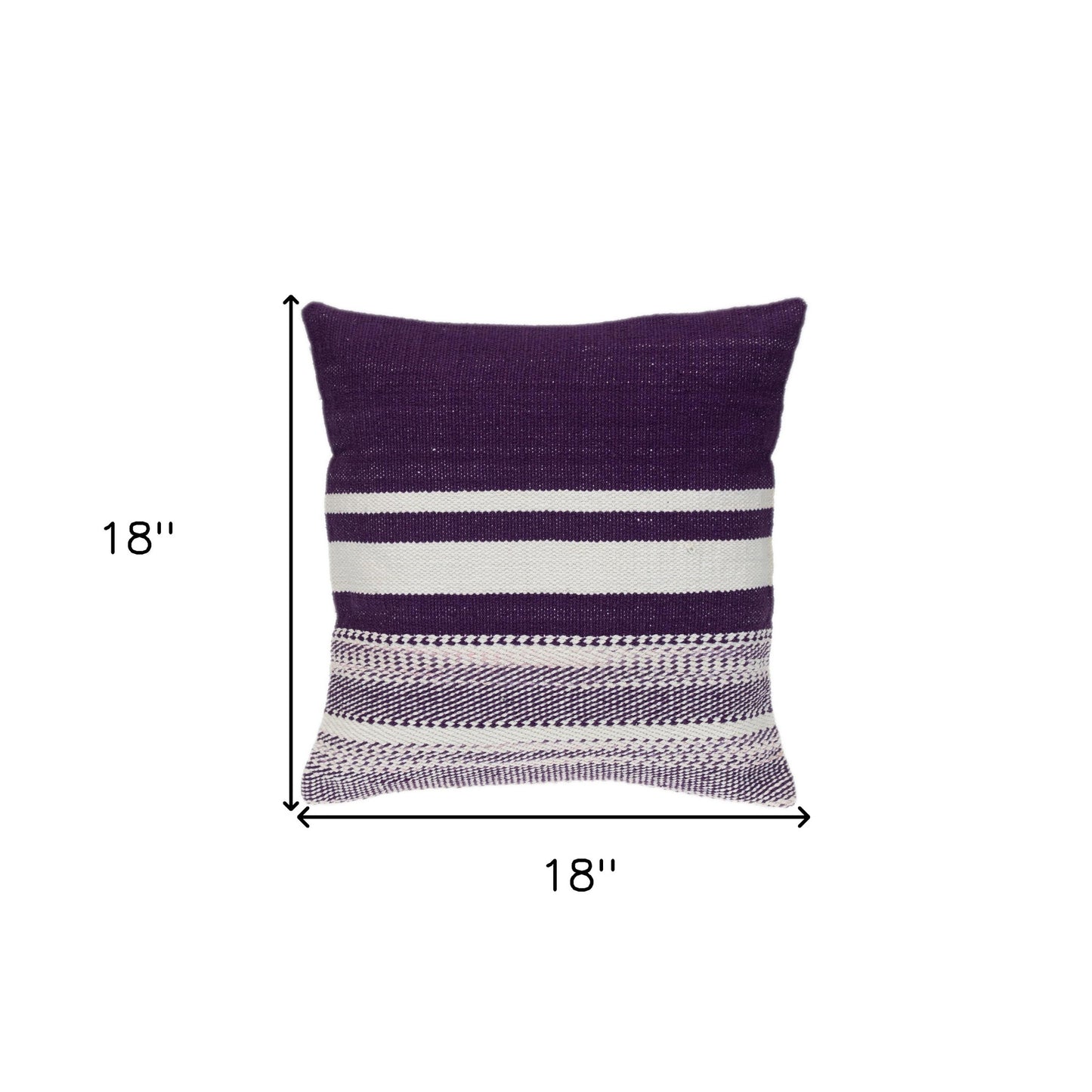 Purple & White Striped Cotton Pillow