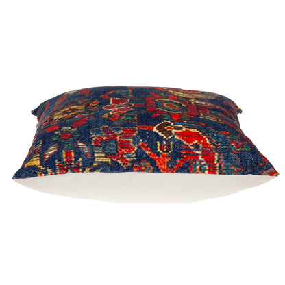 Blue & Red Damask Cotton Pillow