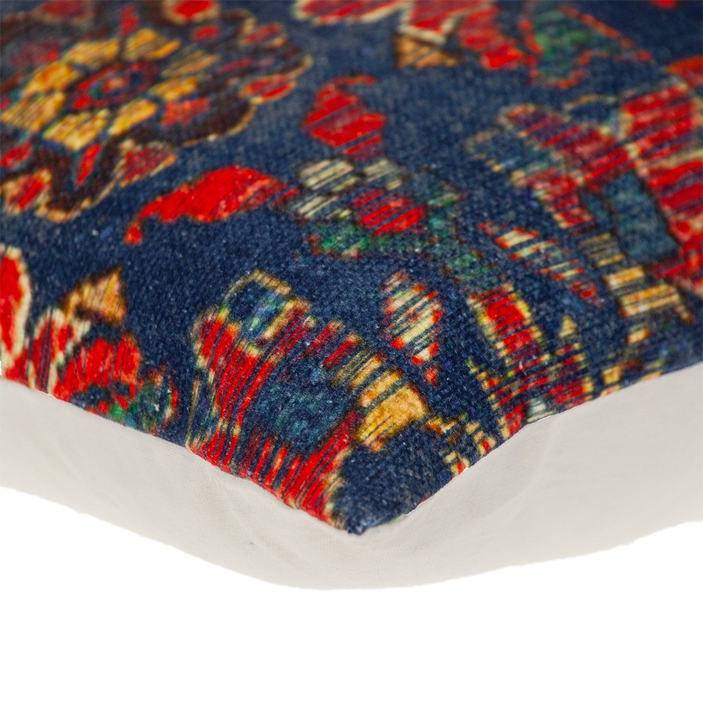 Blue & Red Damask Cotton Pillow