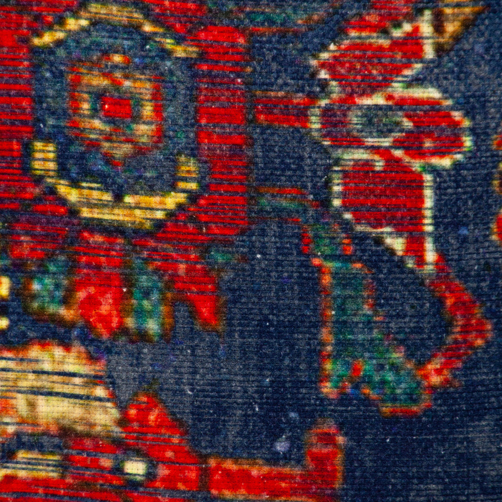 Blue & Red Damask Cotton Pillow