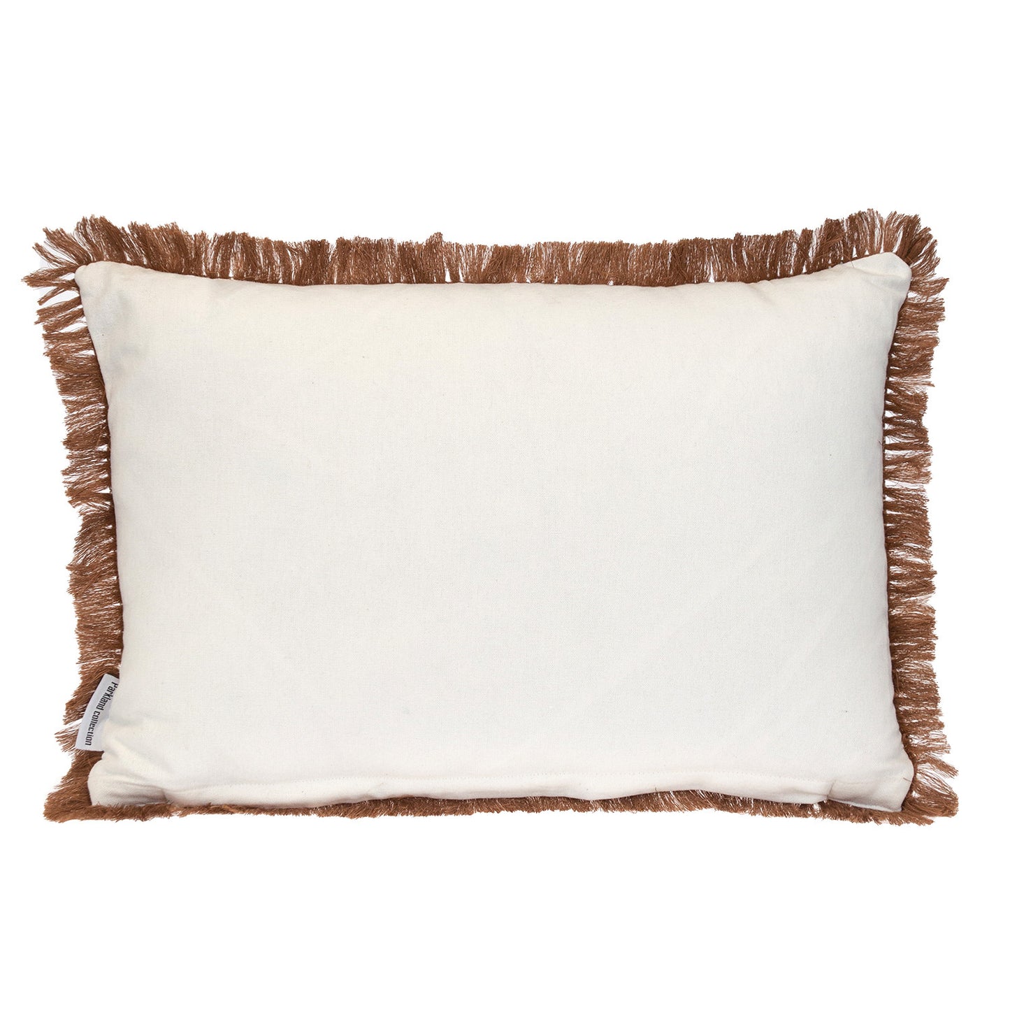 Brown & White Striped Cotton Pillow w/ Fringe