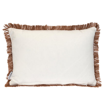 Brown & White Striped Cotton Pillow w/ Fringe