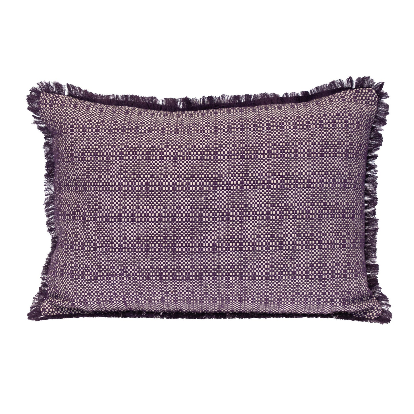Purple & White Striped Cotton Pillow w/ Fringe