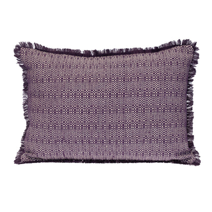 Purple & White Striped Cotton Pillow w/ Fringe