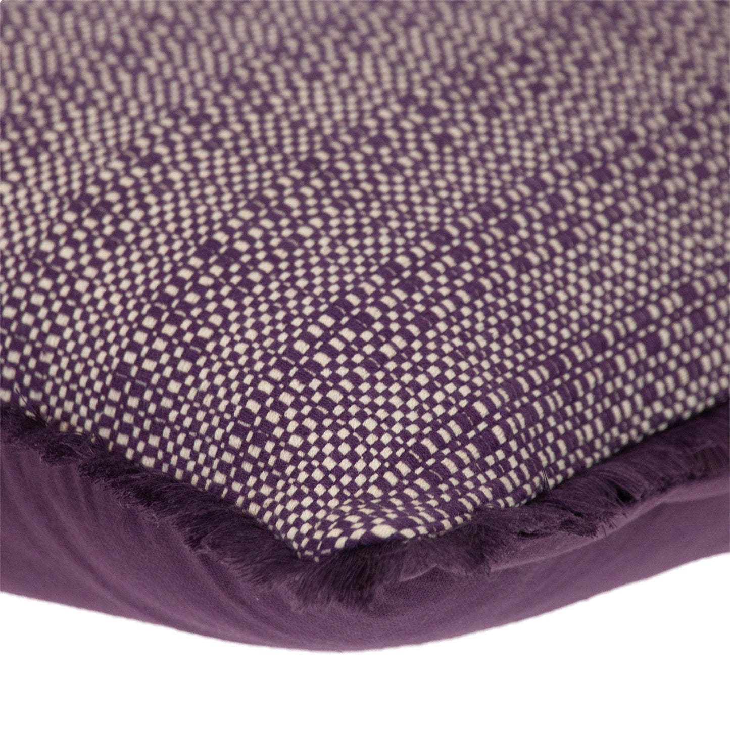 Purple & White Striped Cotton Pillow w/ Fringe