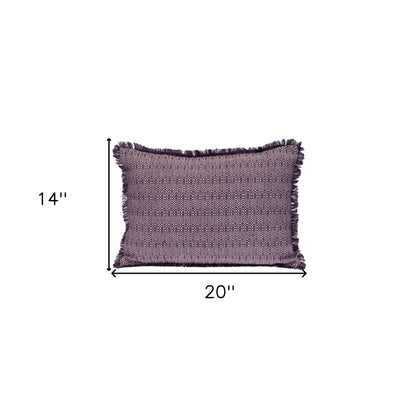 Purple & White Striped Cotton Pillow w/ Fringe