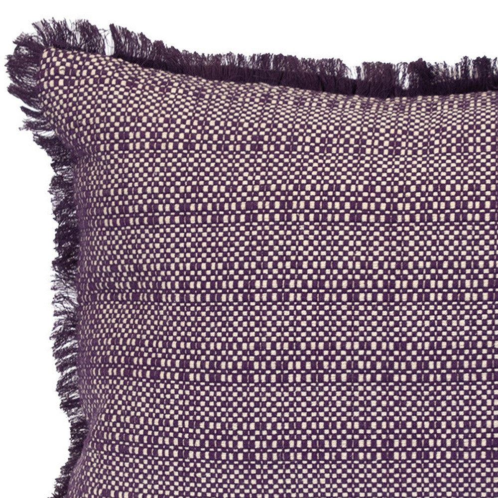Purple & White Striped Cotton Pillow w/ Fringe