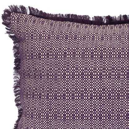 Purple & White Striped Cotton Pillow w/ Fringe