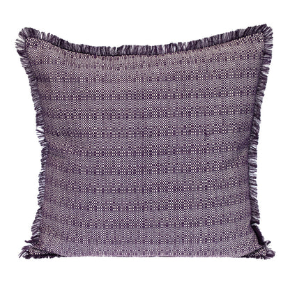 Purple & White Striped Cotton Pillow w/ Fringe