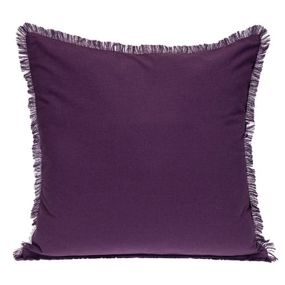 Purple & White Striped Cotton Pillow w/ Fringe