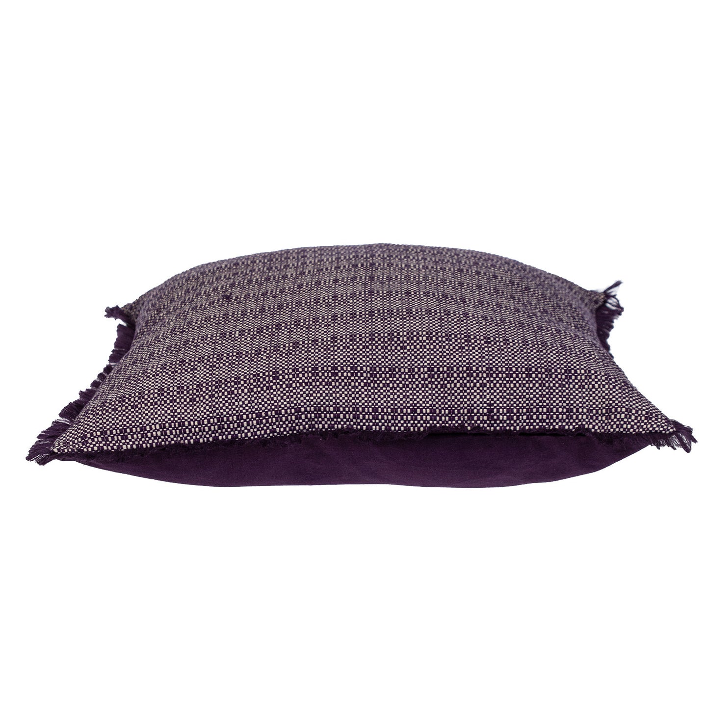 Purple & White Striped Cotton Pillow w/ Fringe