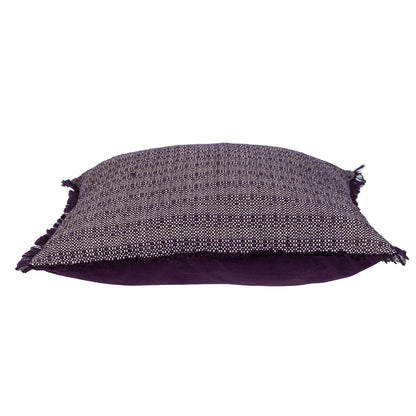 Purple & White Striped Cotton Pillow w/ Fringe