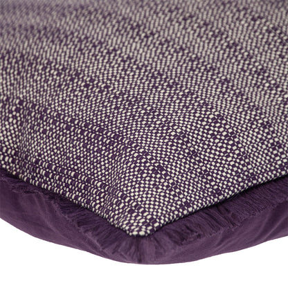Purple & White Striped Cotton Pillow w/ Fringe