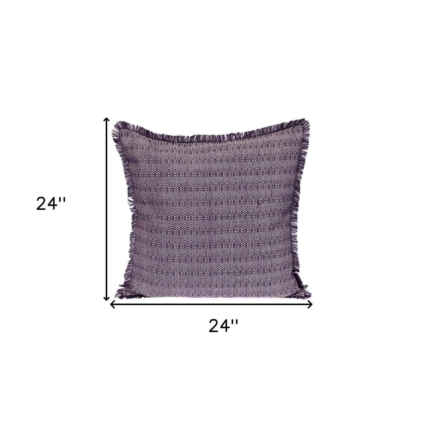 Purple & White Striped Cotton Pillow w/ Fringe