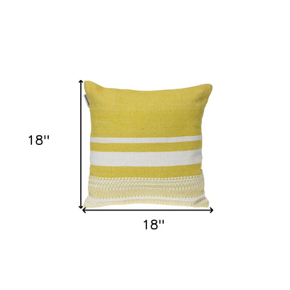 Yellow & White Striped Cotton Pillow