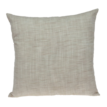 Beige & Blue Geometric Cotton Blend Pillow w/ Embroidery