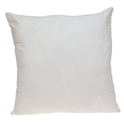 Brown & White Floral Cotton Pillow w/ Embroidery