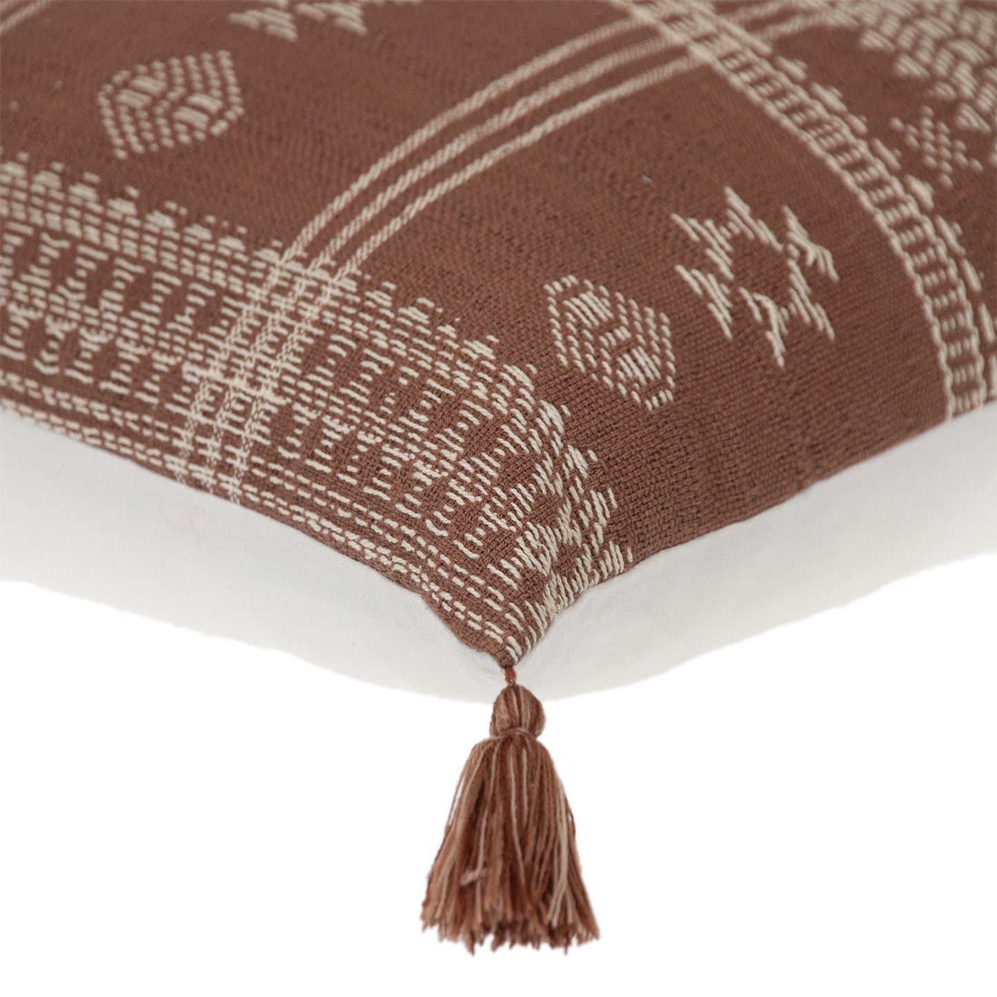 Beige & Brown Southwestern Cotton Pillow w/ Tassels