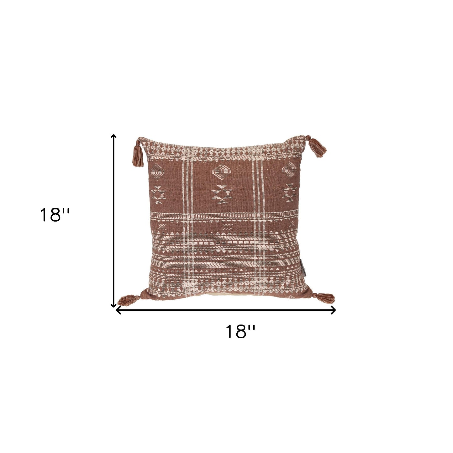 Beige & Brown Southwestern Cotton Pillow w/ Tassels