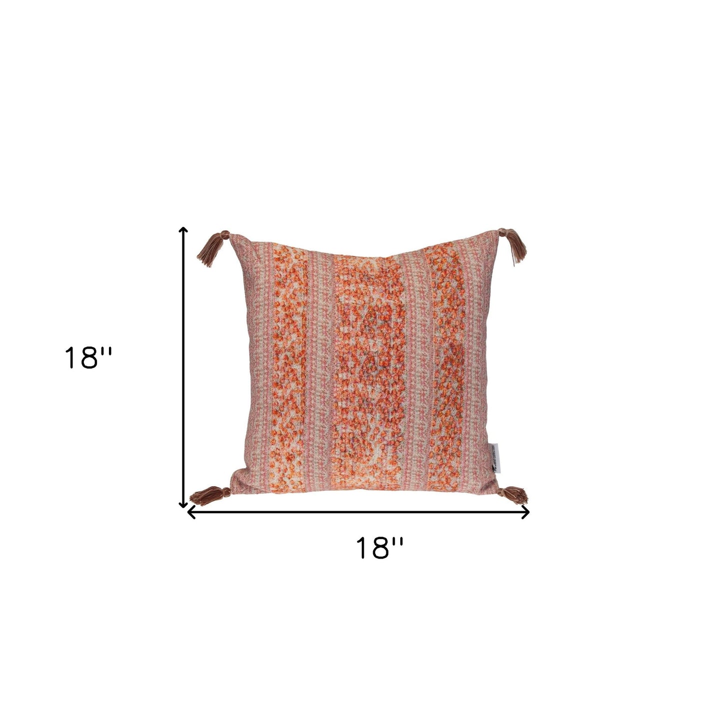 Pink & Orange Striped Cotton Pillow w/ Tassels