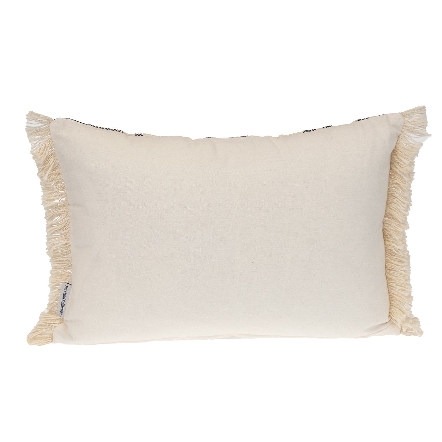 Beige & Black Southwestern Cotton Pillow w/ Fringe