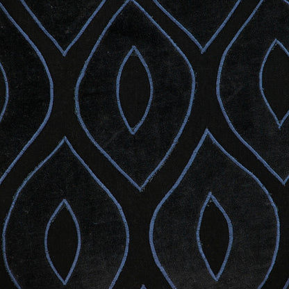 Black & Blue Ogee Cotton Pillow w/ Embroidery