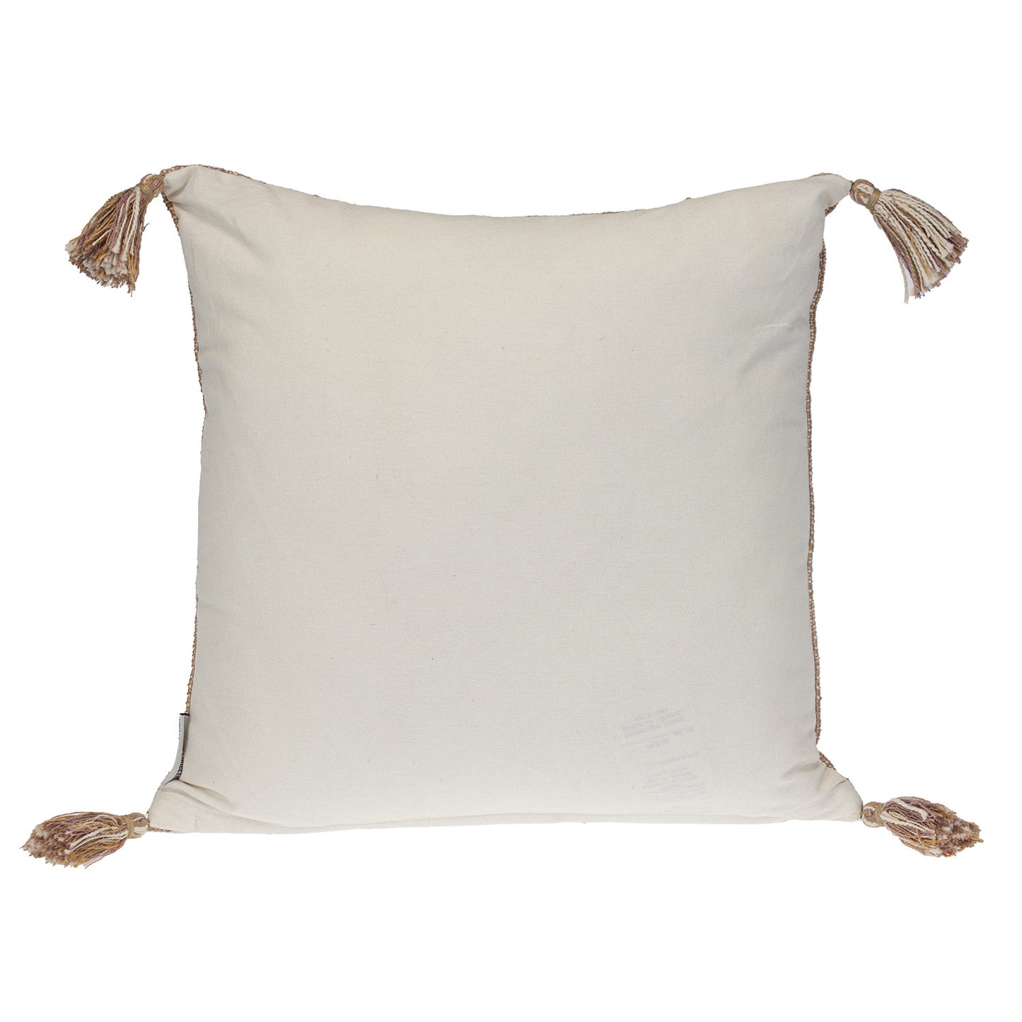 Brown & White Striped Cotton Pillow w/ Tassels