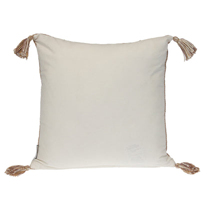 Brown & White Striped Cotton Pillow w/ Tassels