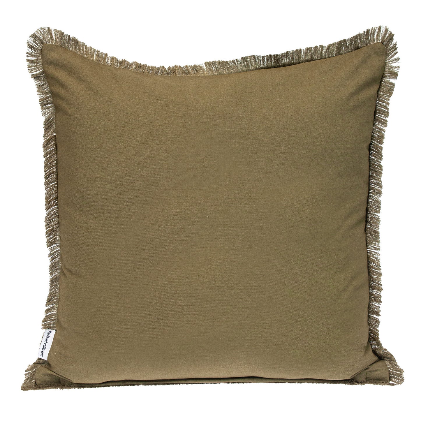 Green & White Striped Cotton Pillow w/ Fringe