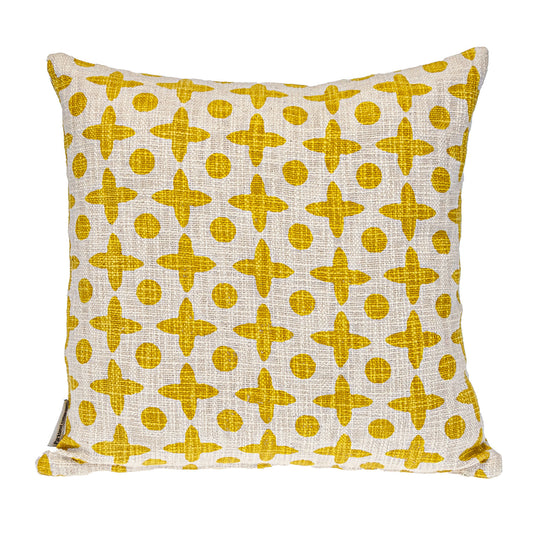 Yellow & White Geometric Cotton Pillow