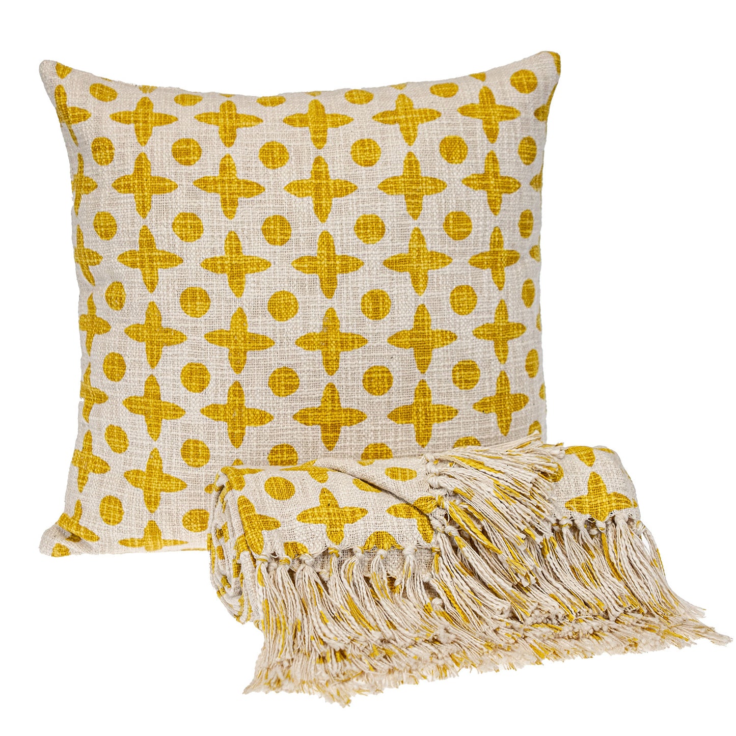 Yellow & White Geometric Cotton Pillow