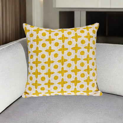 Yellow & White Geometric Cotton Pillow