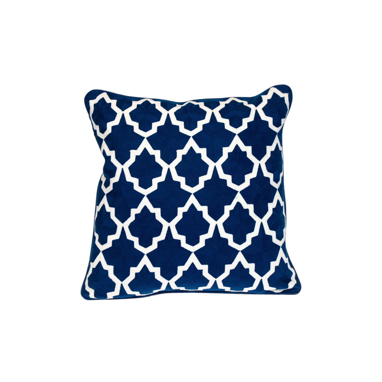 Blue & White Geometric Cotton Pillow